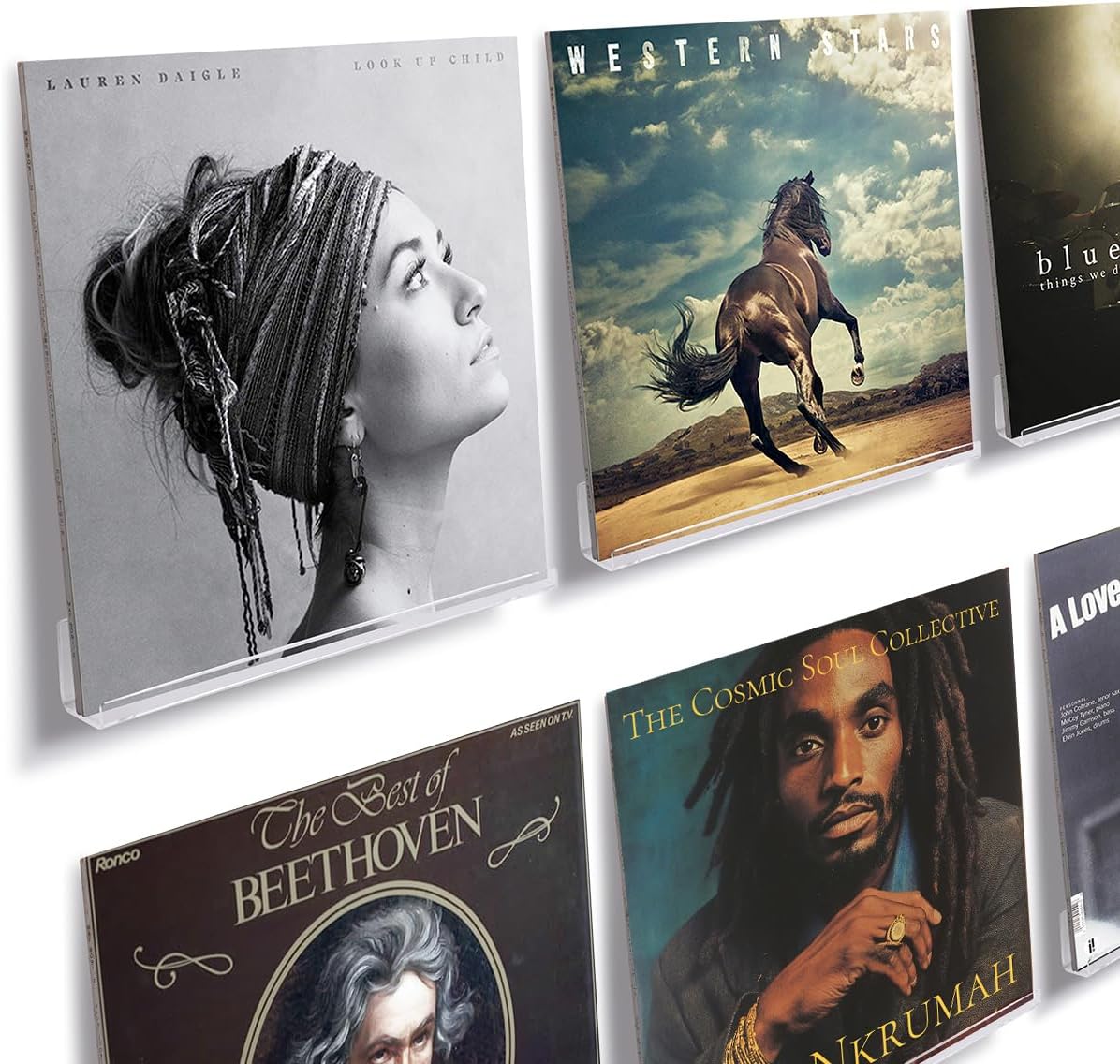 Estante para discos de vinilo transparente para montaje en pared