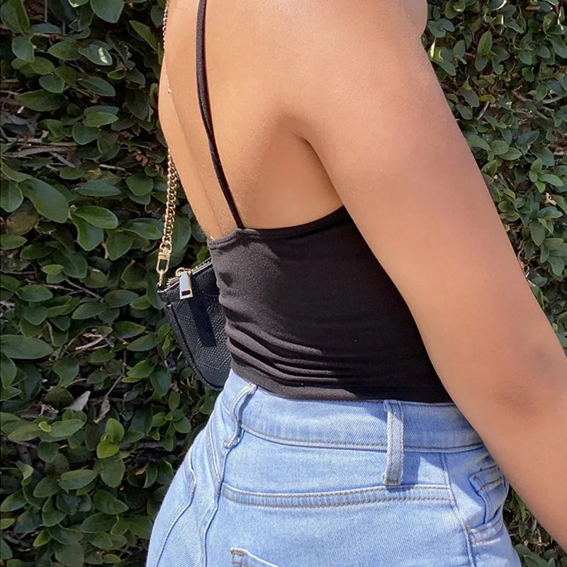 Top Crop de Verano para Mujer - Camiseta Sin Mangas Sólida y Sexy Y2K