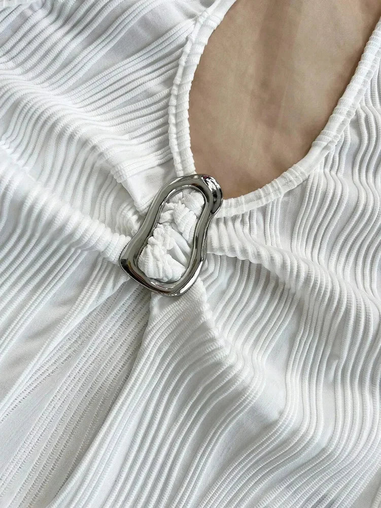 Top Corto Sexy de Cuello en V para Mujer