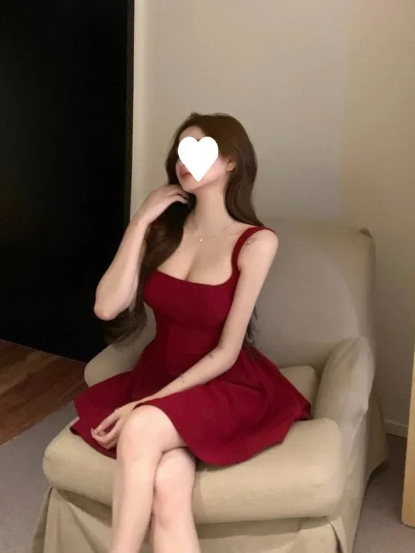 Vestido Mini Rojo Chic de Verano - Estilo Francés y Efecto Moldeador