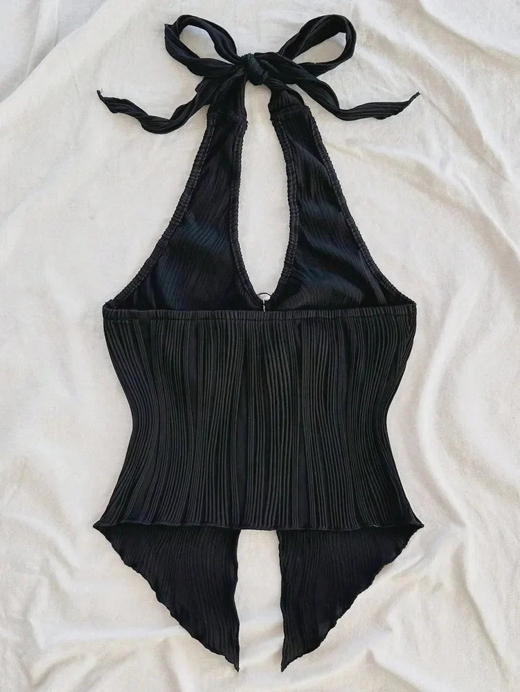 Top Corto Sexy de Cuello en V para Mujer