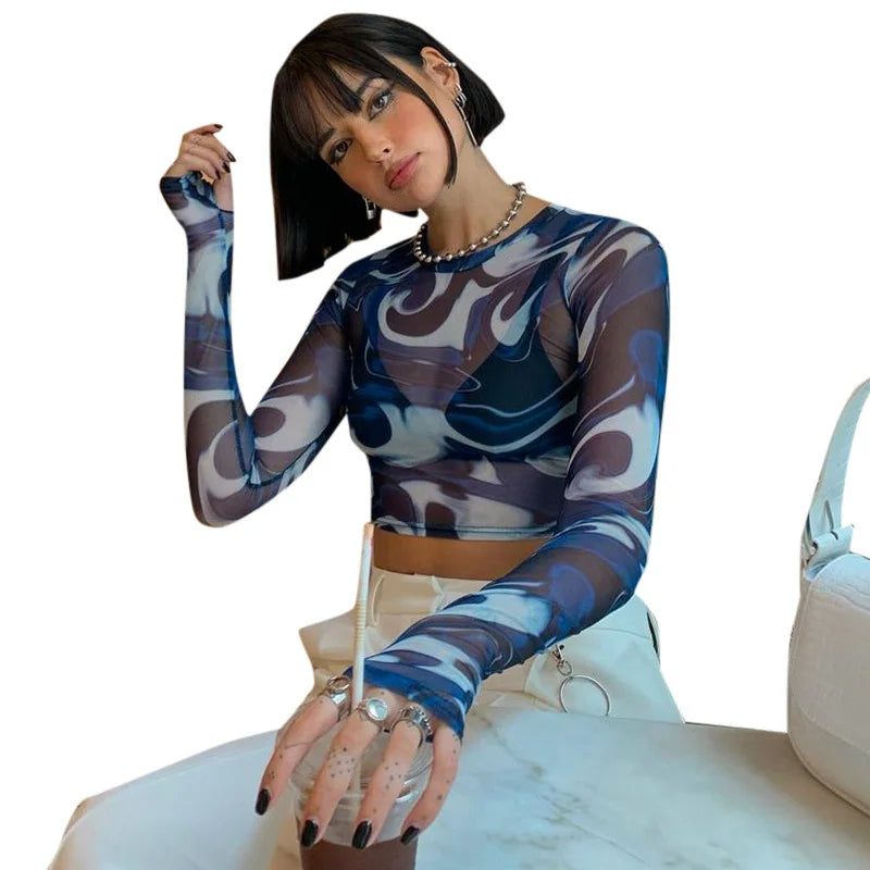 **Top Corto de Mujer de Malla Estilo Streetwear - Elegante y Sexy**