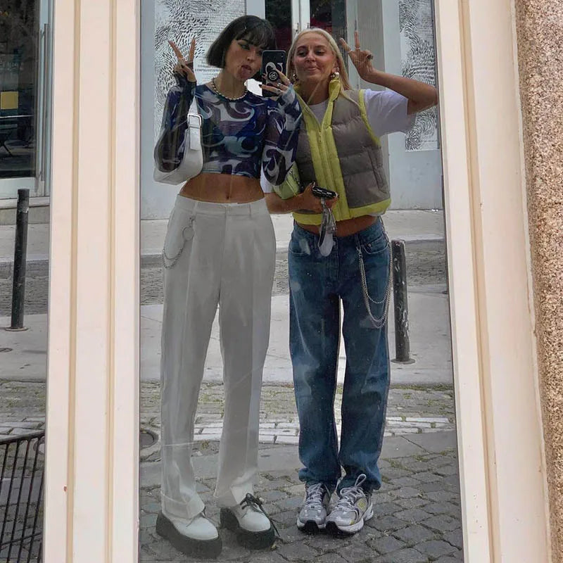 **Top Corto de Mujer de Malla Estilo Streetwear - Elegante y Sexy**