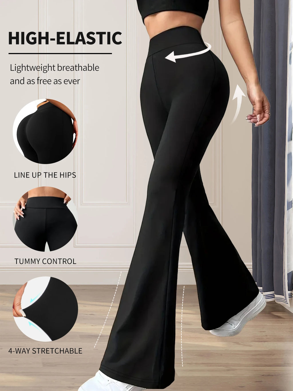 Pantalones Flare Altos para Mujer - Ajustados y Elegantes